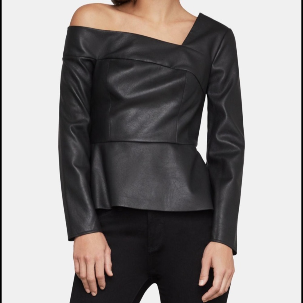Black Leather Peplum Top